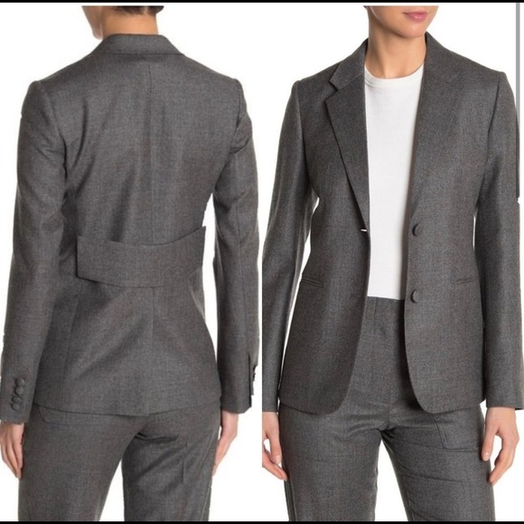 HELMUT LANG Woman’s size 2 Heathered 2-button wool blazer Grey Career Wear - Picture 1 of 8